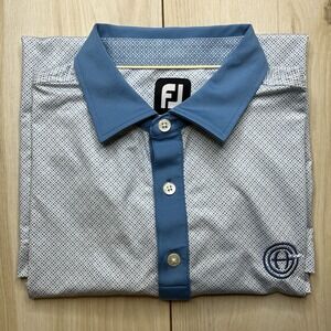 FooTjoy Golf Polo Shirt Performance Mens Size Medium Blue White Golf Club